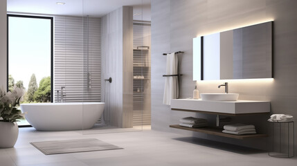 Fototapeta na wymiar bathroom with a white sink and a white bathtub