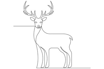 One continuous line drawing of deer world animal day and Christmas symbol