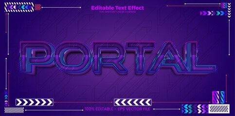 Portal editable text effect in modern cyber trend style