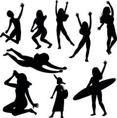 silhouettes of women's beach volleyball