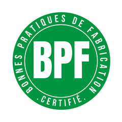 Symbole BPF bonnes pratiques de fabrication certifié	