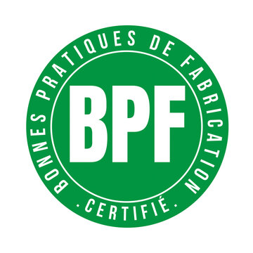 Symbole BPF bonnes pratiques de fabrication certifi&eacute;	