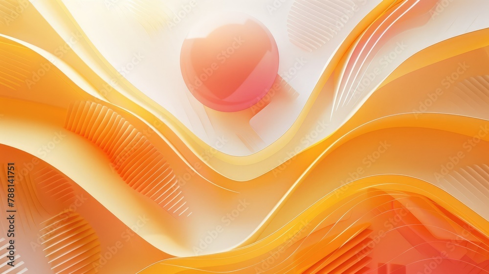 Aufkleber peach yellow abstract geometric background. generative ai.