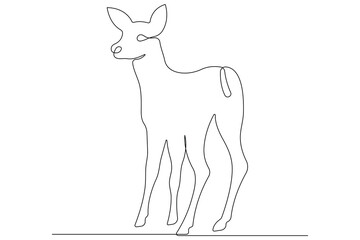 One continuous line drawing of deer world animal day and Christmas symbol