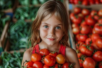 Fototapeta na wymiar vegetables in the hands of a girl against the background of beds with vegetables. ai generated