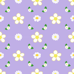 Seamless pattern of white flower on purple background for background and texture wrapping paper concept