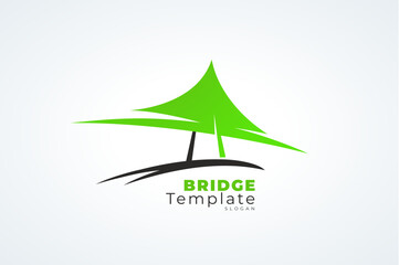 Logo Bridge Green Color. Template design vector. White background.