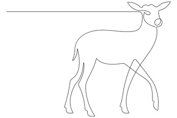 One continuous line drawing of deer world animal day and Christmas symbol