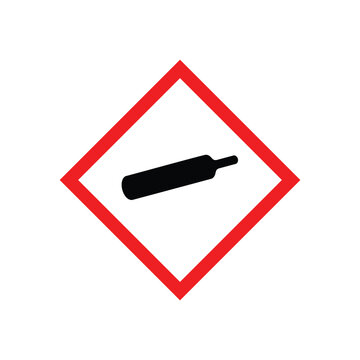 compressed gas symbol white red diamond