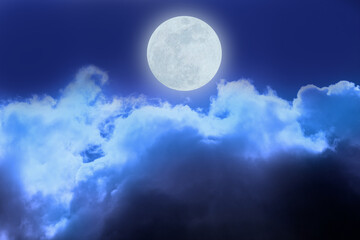 Full moon cloudy night sky