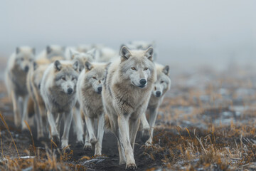 An image capturing the delicate balance of the ecosystem, with wolves following a scent trail left b