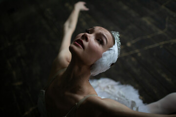 Ballerina as Odette from Pyotr Tchaikovsky's ballet "Swan Lake"