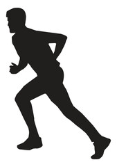 Running man silhouette, isolated vector illustration.
