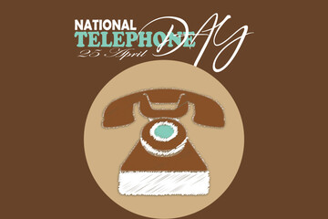 happy National telephone day 25 April celebration post template and banner and background