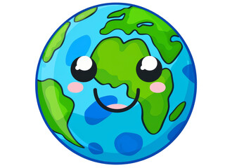 Fototapeta premium cartoon green planet earth, globe isolated on a transparent background. PNG