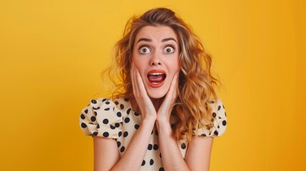 Woman with a Surprised Expression - obrazy, fototapety, plakaty