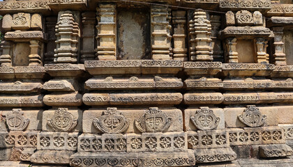 Beautiful Carvings on the Mama Bhanja Temple, 13th Century Ancient Monument, Barsur, Chhattisgarh,...