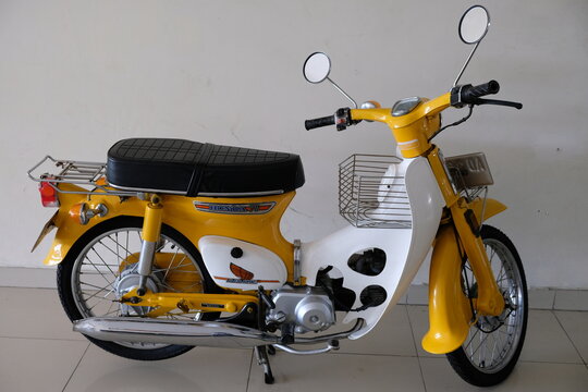 old Honda C70 motorbike. first launched in 1969. 