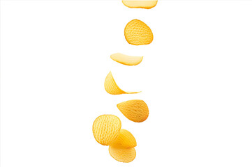 chips in the air, subject shooting, food photo, on a white background
