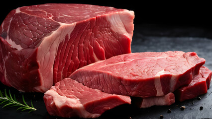 Fresh, raw, red beef meat on a table