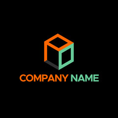 Creative PD LOGO Colorful Orange and Cyan Letter Mark Logo Design in 3D Box form. Usable For Business, Community, Foundation, Tech, Services Company. Vector Logo Design Illustration.