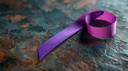 lupus awareness month, purple lilac ribbon on dark background all kind of cancer awareness