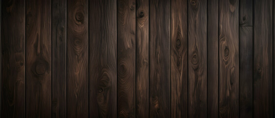 Naklejka premium Dark brown wood texture background with copy space