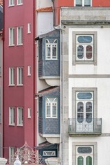 Colorful facade typical of the buildings of the beautiful city of Porto, travel and monuments of...