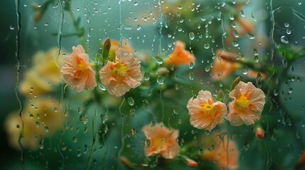 Fototapeta na wymiar Colorful lovely flowers on water with splashing drop ,Generative ai, 