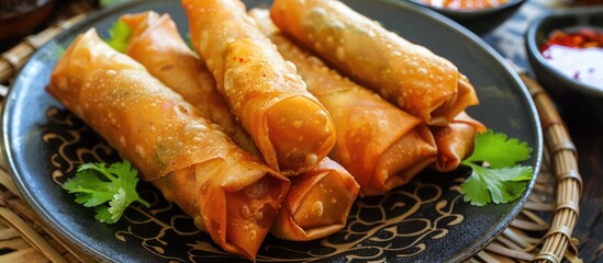 Chinese Traditional Spring rolls cooked by frying