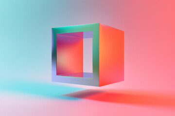 3d image floating in the middle of a colored background
