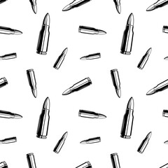 Black and white bullets pattern. Seamless background texture.