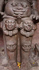 Fototapeta na wymiar The Unique Sculpture, Sculpture of RudraShiva, on eof the Form of Lord Shiva, Devrani-Jethani Temple, Tala, Chhattisgarh, India.