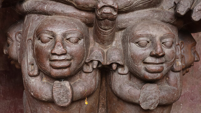 The Unique Sculpture, Sculpture of RudraShiva, on eof the Form of Lord Shiva, Devrani-Jethani Temple, Tala, Chhattisgarh, India.
