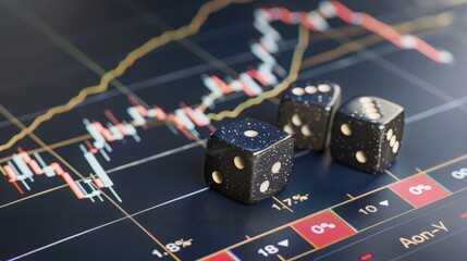 Rolling dice on stock trading charts and getting one one.