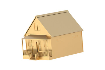 Golden house isolated on white background. 3d render