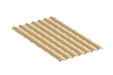 Golden roof tile isolated on white background. 3d render