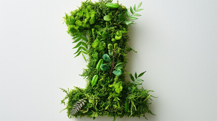 Green Living Plant Sculpture Shaped as Number One