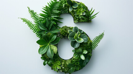 Artistic Number Six Living Wall with Mixed Plants