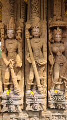 The Carvings of Holy River Ganga-Yamuna and Doorkeepers of Shri Pataleshwar Temple, Malhar, Chhattisgarh, India.