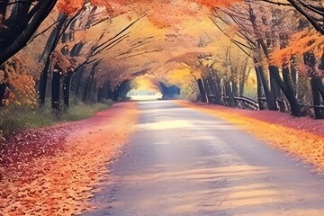 road in autumn forest
