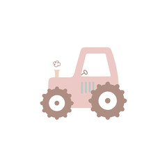 Construction vehicle for kids design. Vector illustration on a white background. For card, posters, stickers, banners, printing on the pack, printing on clothes, fabric, wallpaper.