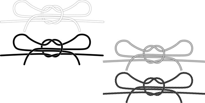 Shoelace knot rope icon set