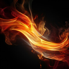 Red yellow orange flame on black background