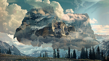 Moutain natural landscape with clouds and daylight - obrazy, fototapety, plakaty