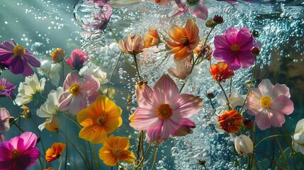 Flowers splash beautiful postcard or place for a subject  ,Generative ai, 