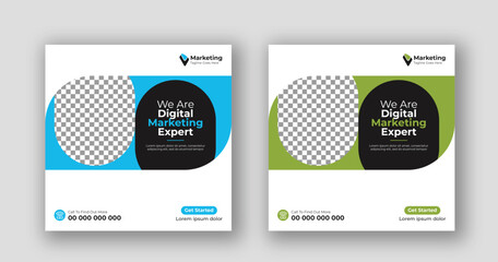 Business social media post square flyer Digital marketing banner template