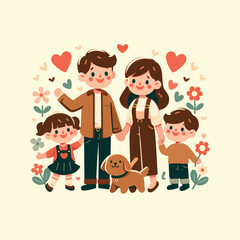 vector happy family illustration flat design