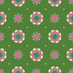 Vector avocado seamless pattern background: Pink Rosettes.