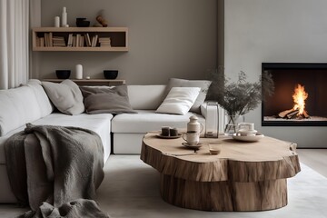 Modern living room interior with sofa and coffee table